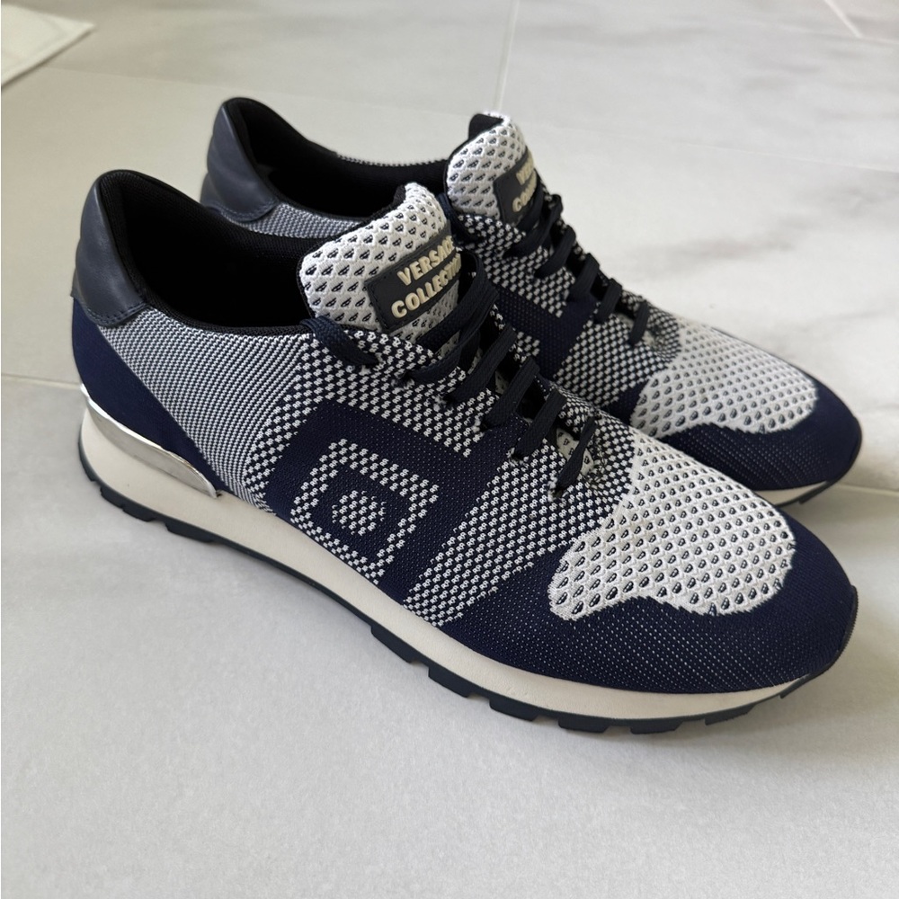 Versace Collection Blue and White Sneakers with Sporty Design